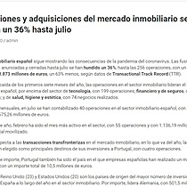 Las fusiones y adquisiciones del mercado inmobiliario se hunden un 36% hasta julio